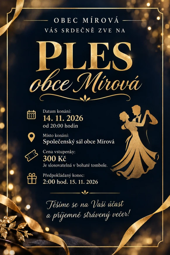 Plakát: Ples obce Mírová