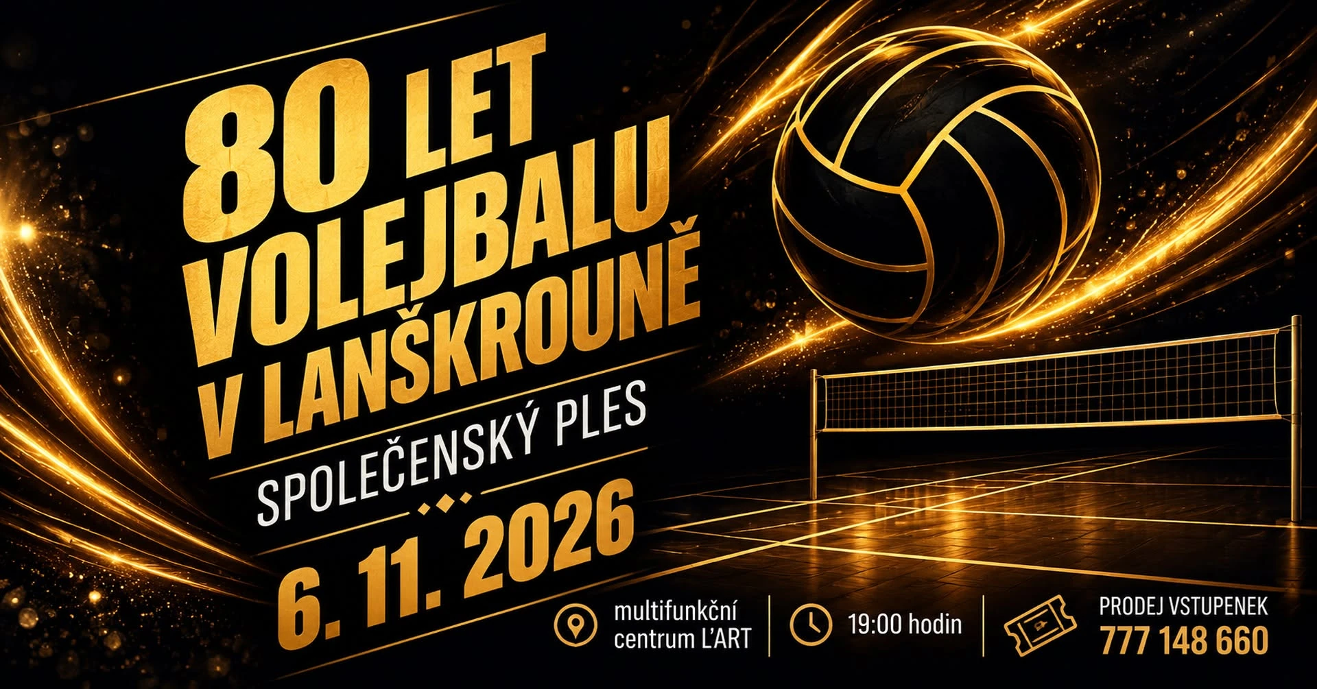 Plakát: Společenský ples - 80 let volejbalu v Lanškrouně
