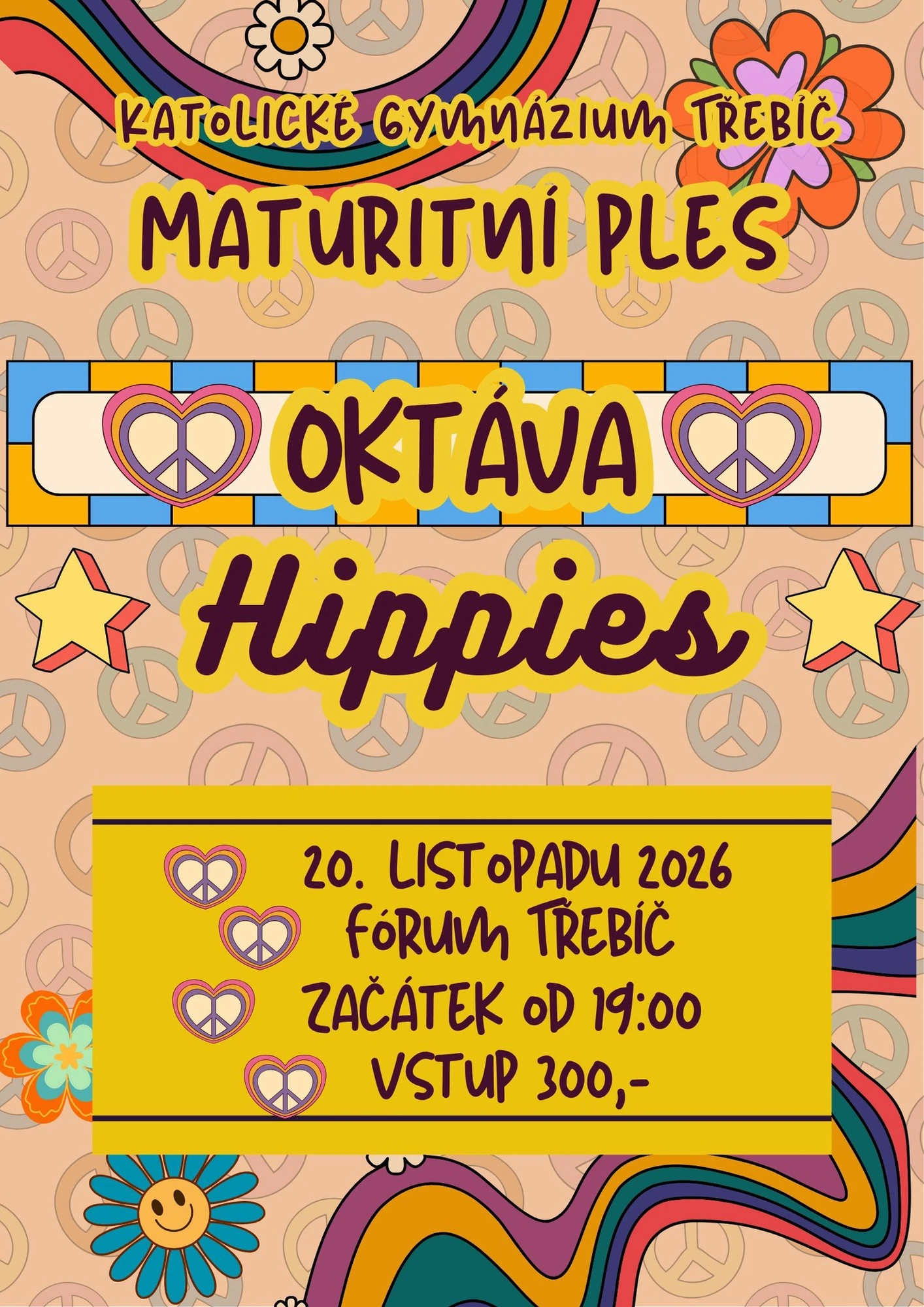 Plakát: Maturitní ples Oktáva KG Třebíč☮️