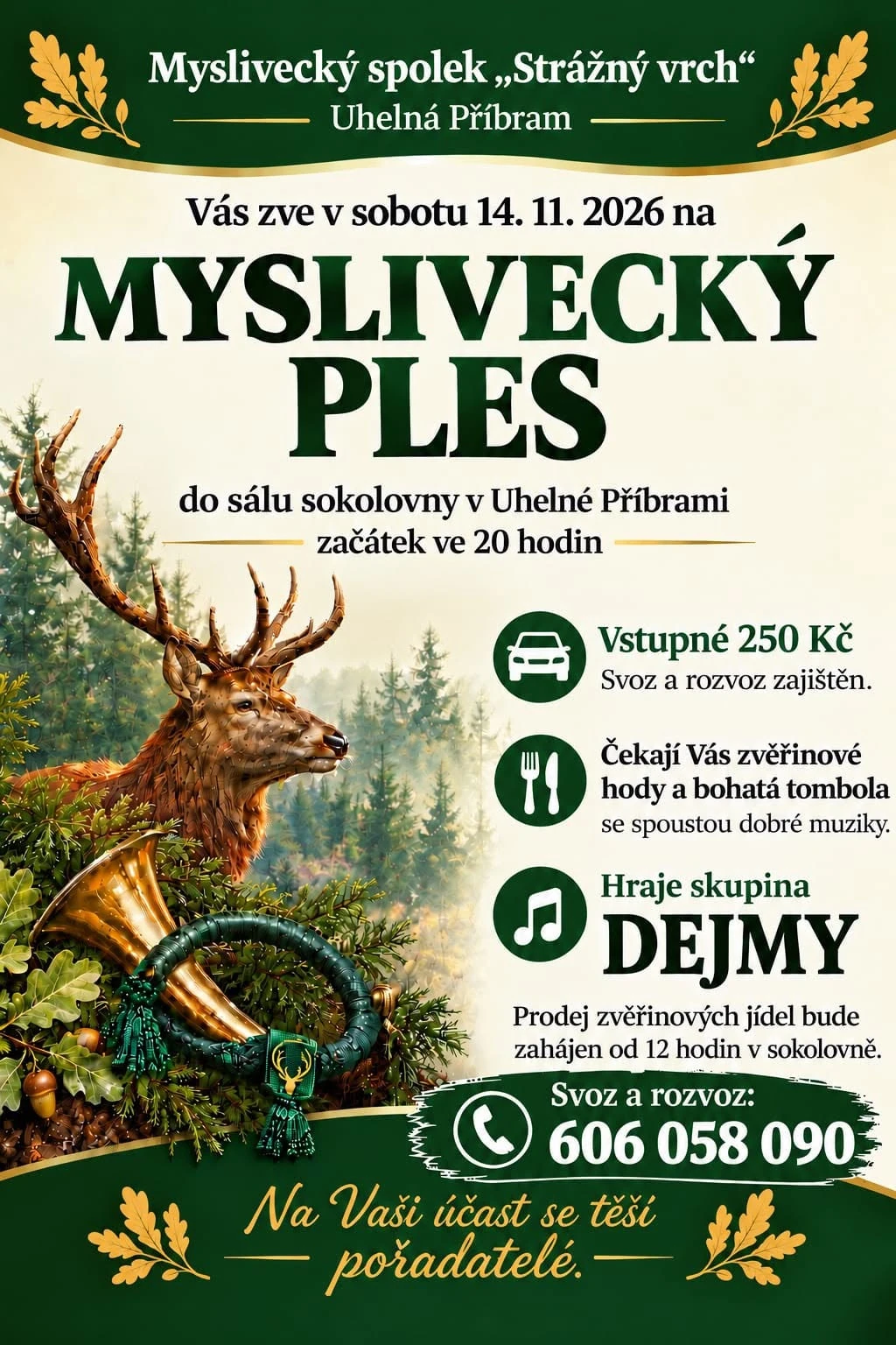 Plakát: Myslivecký ples a zvěřinové hody