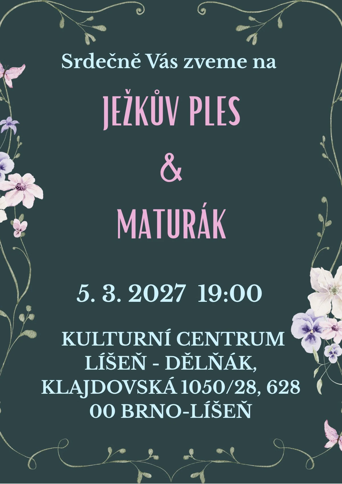 Plakát: Ježkův ples a maturák