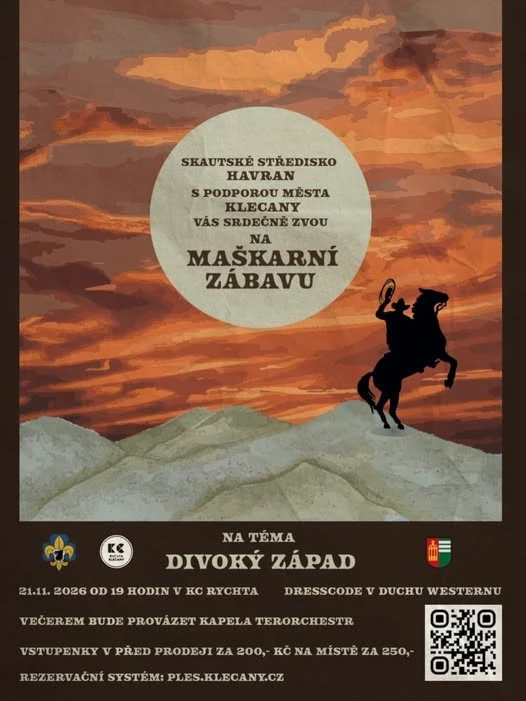 Plakát: Westernový skautský ples Klecany