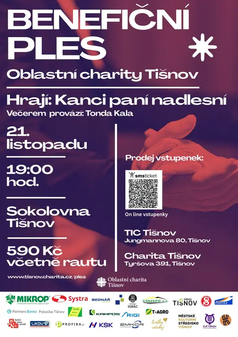 Plakát: Benefiční ples Oblastní charity Tišnov 2026