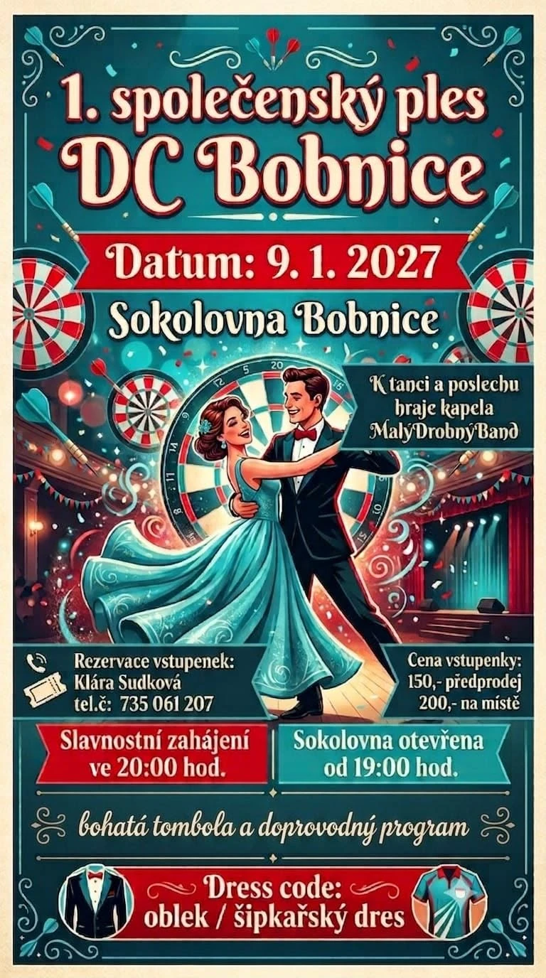 Plakát: 1. společenský ples DC Bobnice