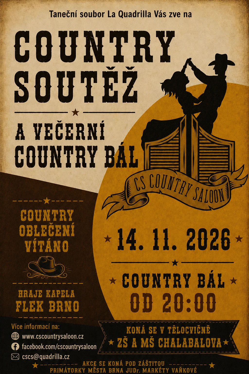 Plakát: Country soutěž a večerní Country bál