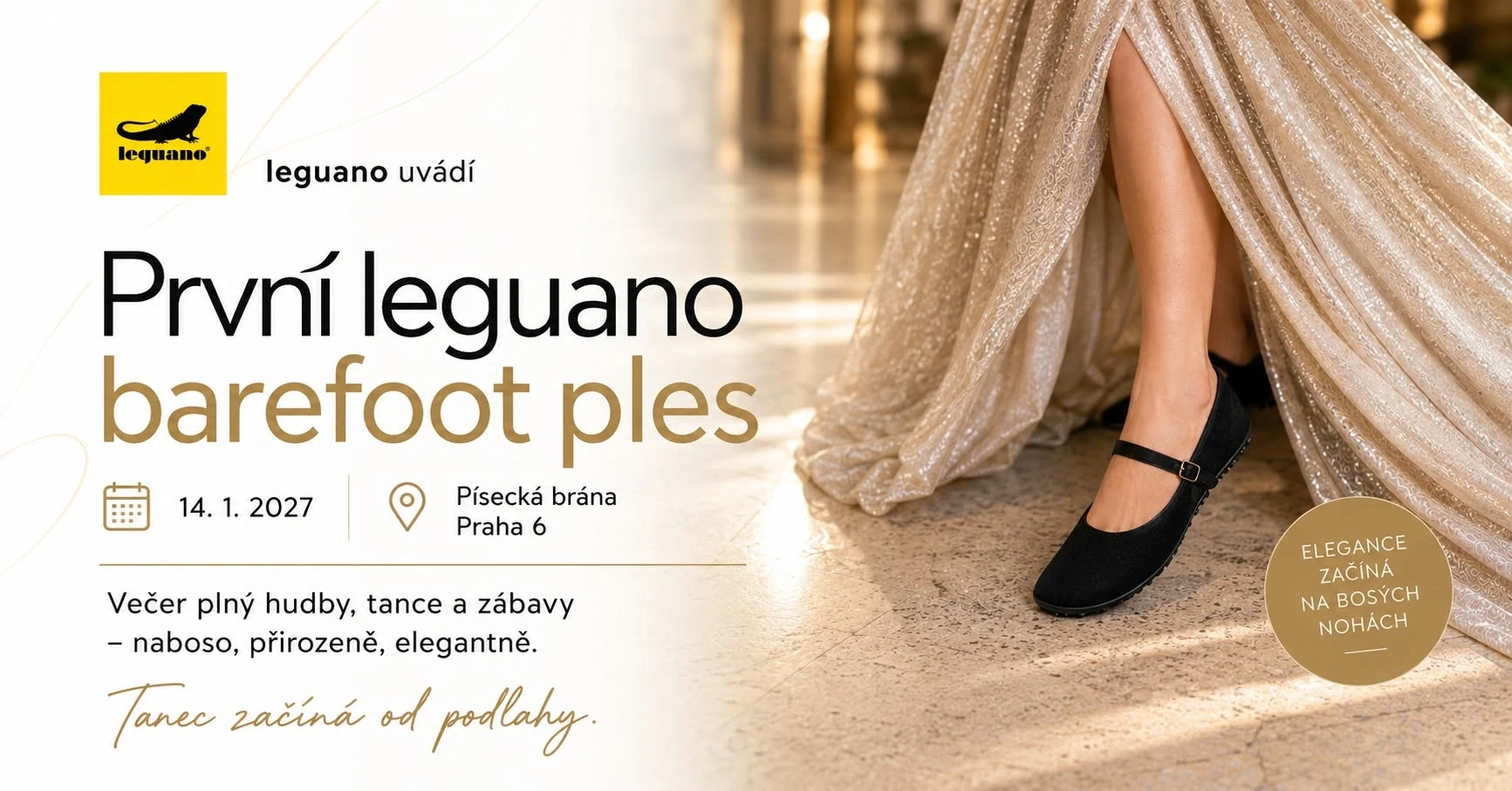 Plakát: 1. leguano BAREFOOT PLES v Písecké bráně