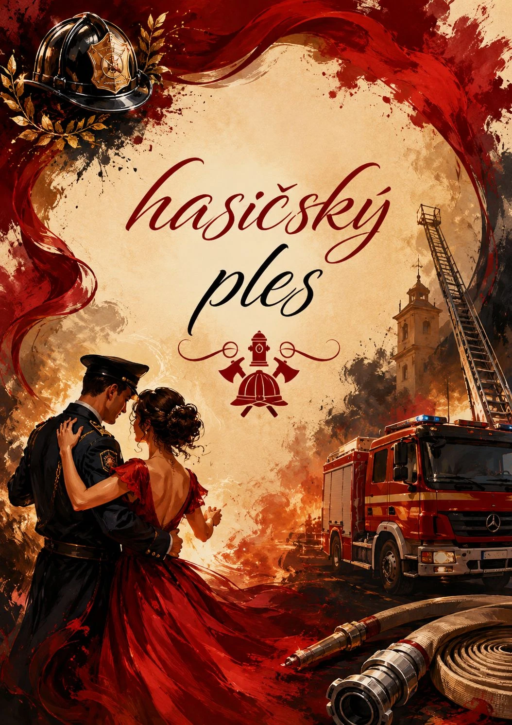 Plakát: HASIČSKÝ PLES VRCHY