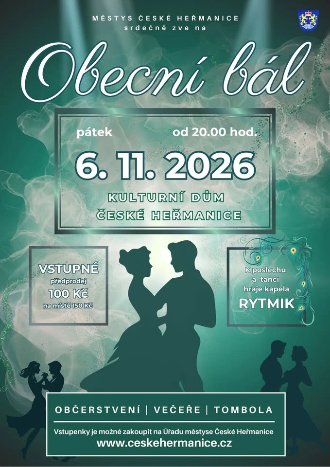 Plakát: Obecní bál v Českých Heřmanicích