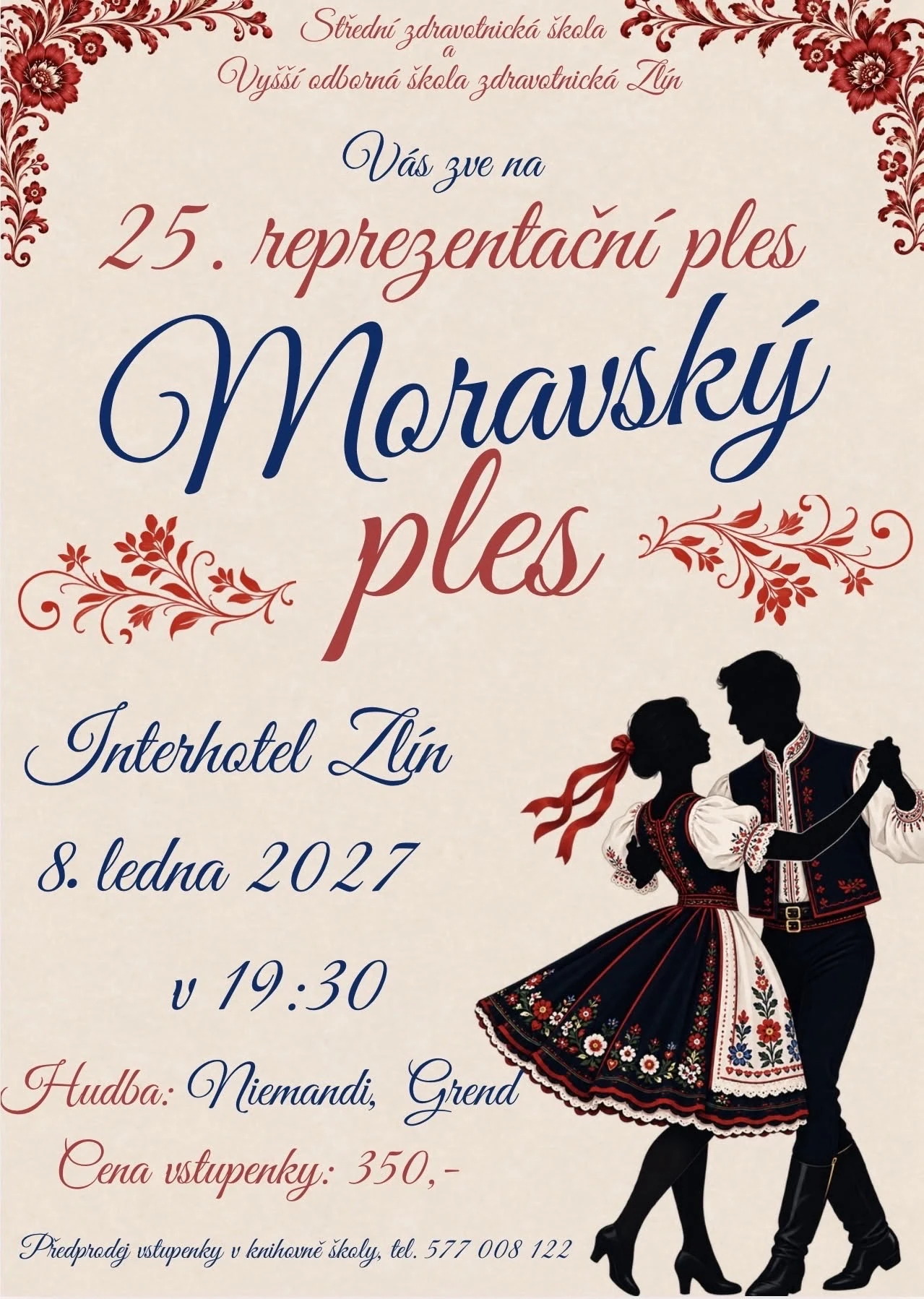 Plakát: XXV. Reprezentační ples školy - Moravský ples