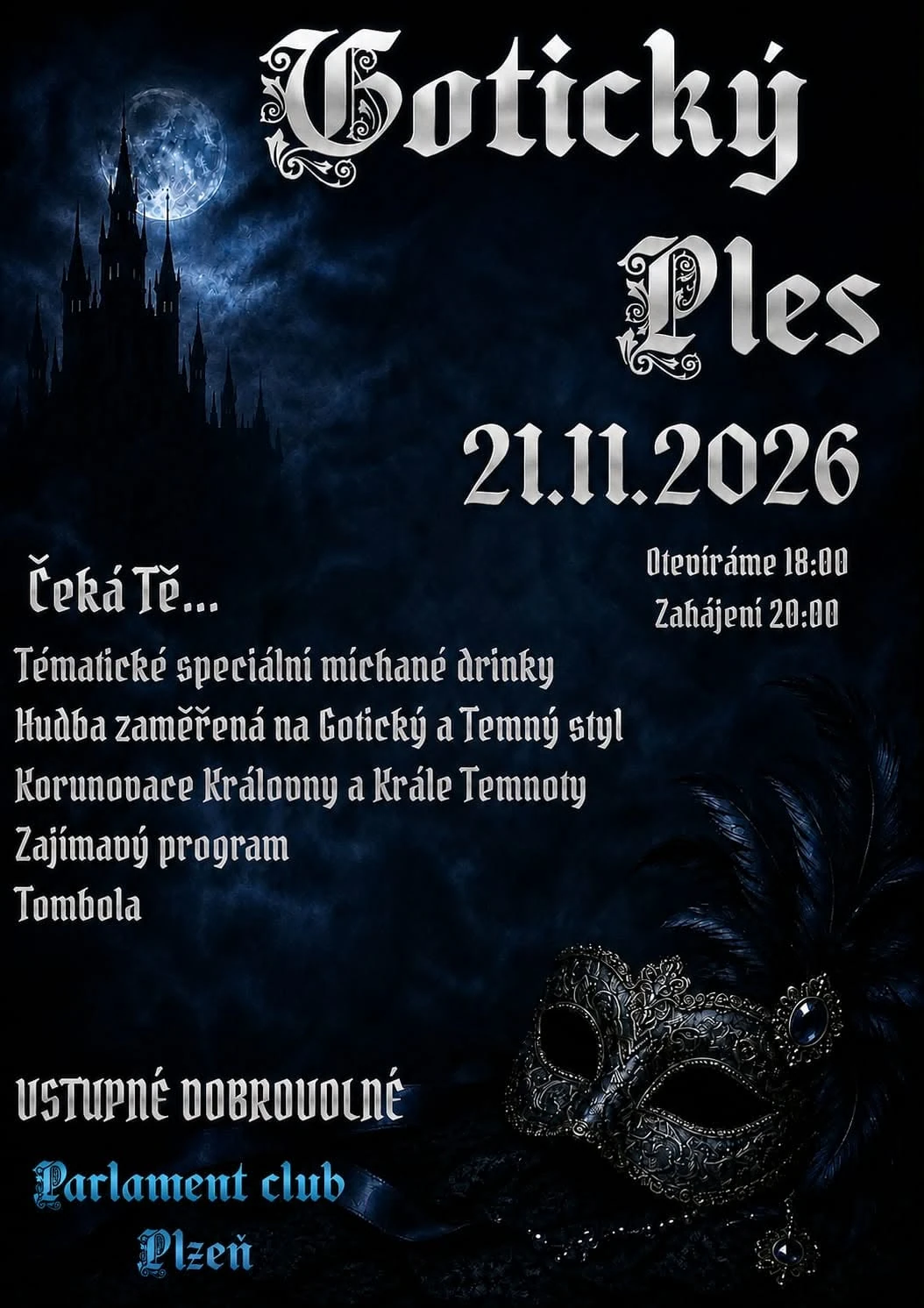 Plakát: Gotický ples v Parlament Clubu
