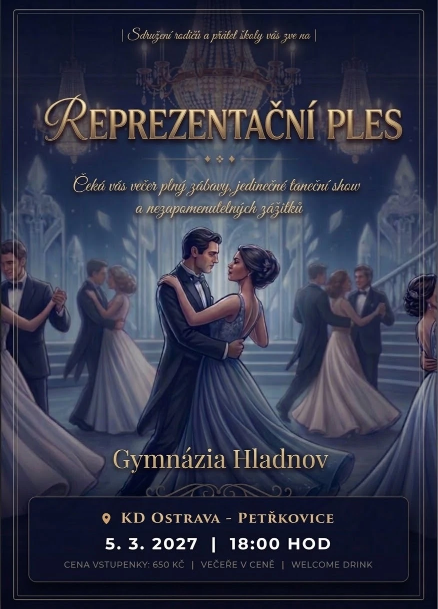 Plakát: Reprezentační ples gymnázia