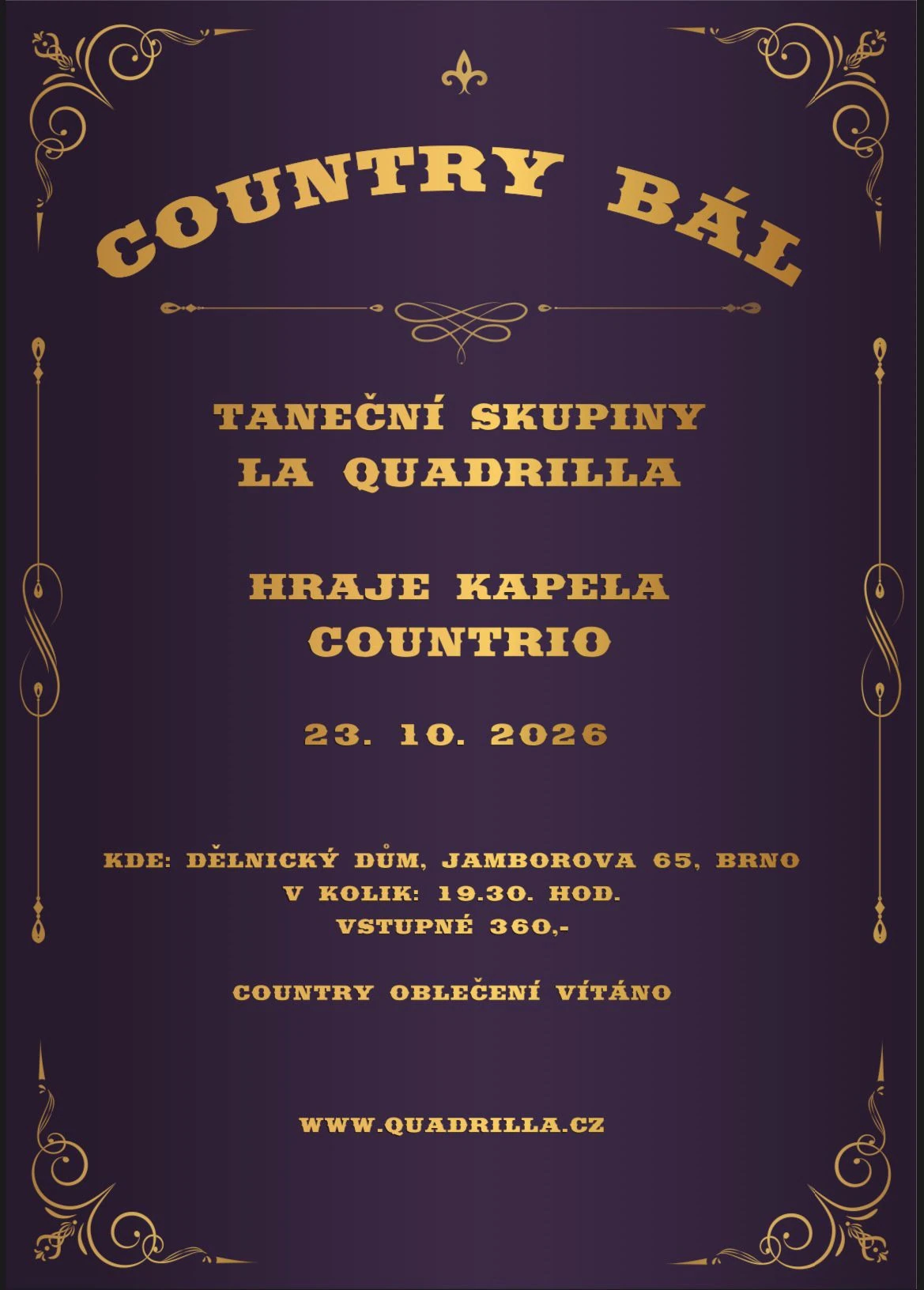 Plakát: 5. Country bál tanečního souboru La Quadrilla