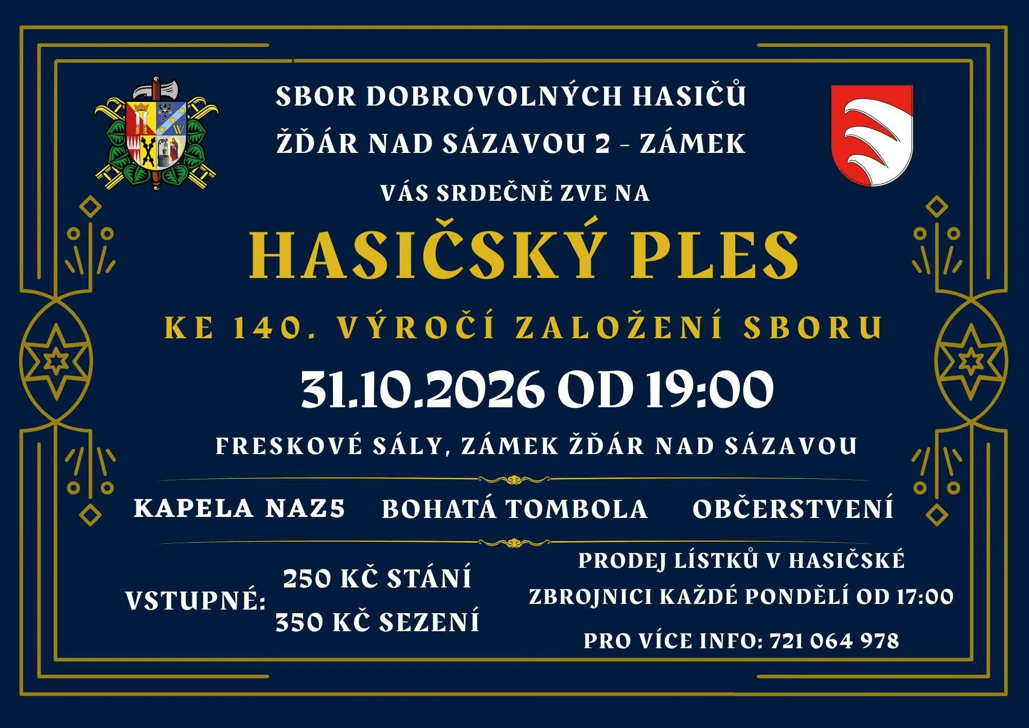 Plakát: Hasičský ples – 140 let SDH Žďár nad Sázavou 2