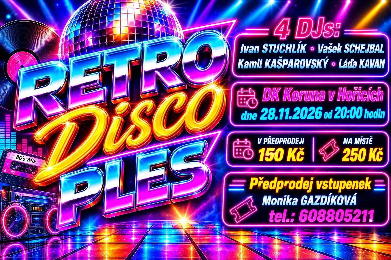 Plakát: Retro disco ples