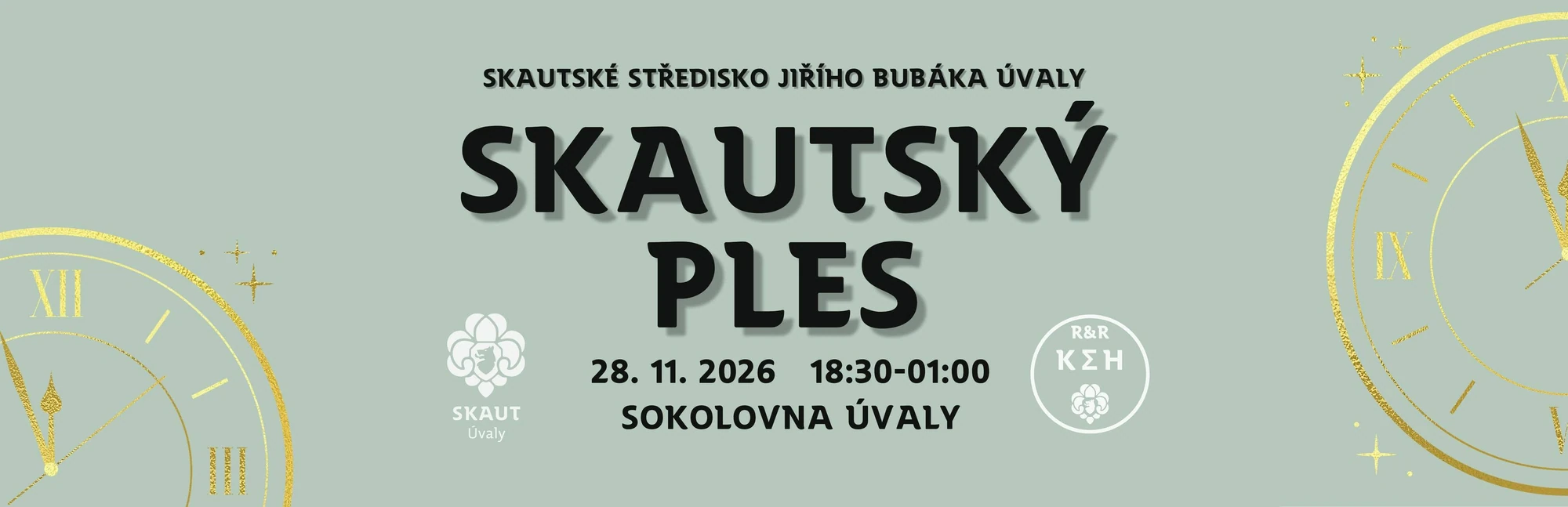 Plakát: Skautský ples 2026 v Úvalech