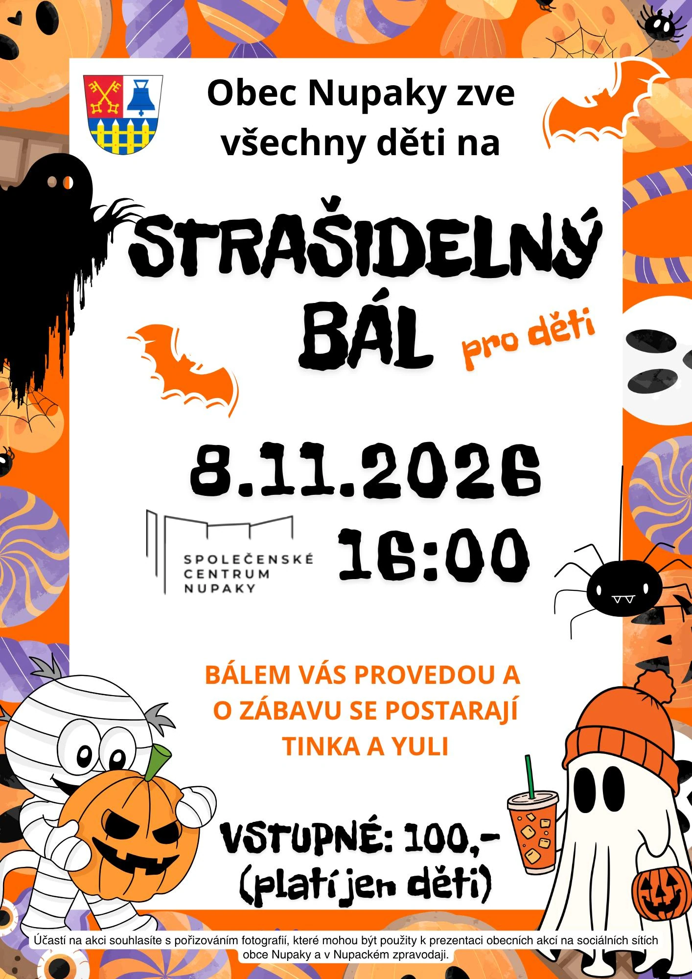 Plakát: Strašidelný bál pro děti v Nupakách